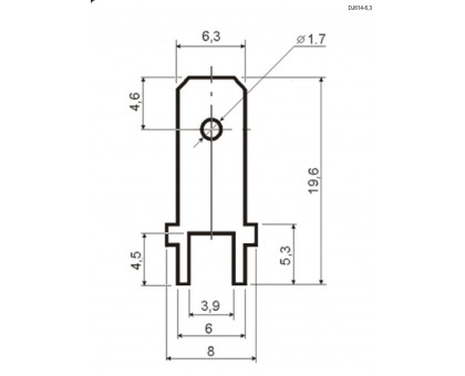 DJ614-6.3, клемма ножевая на плату (6.35x0.8mm)