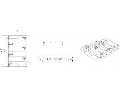 Батарейный отсек AA 6x1 DC2.1*5.5 мм (L)=15CM, с разъемом