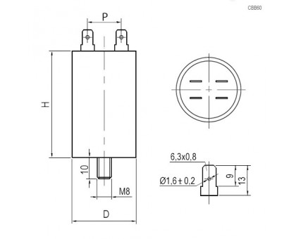 CBB60 30uF 450V SCREW (SAIFU)