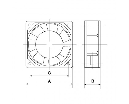 12025HSL, Осевой вентилятор (120x25mm), 220VAC