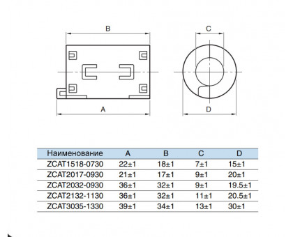 ZCAT2032-0930-BK , Фильтр ферритовый на провод, в корпусе, черный